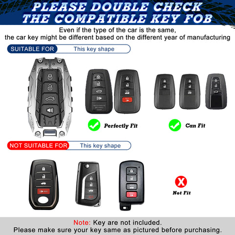 x xotic tech Mech Style Heavy Metal Key Fob Cover Compatible with Toyota Venza Sienna Tundra Prius RAV4 Land Cruiser Corolla Highlander Camry, Zinc Alloy Key Case Protector Shell Keychain(B-Style)