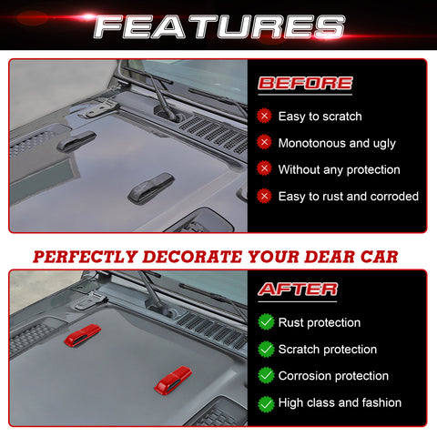 x xotic tech Front Engine Hood Hinge Cover Trim Decoration Exterior Accessories Compatible with Jeep Wrangler JL JLU 2018-up & Gladiator JT Truck 2/4 Door 2020-up (2Pcs)