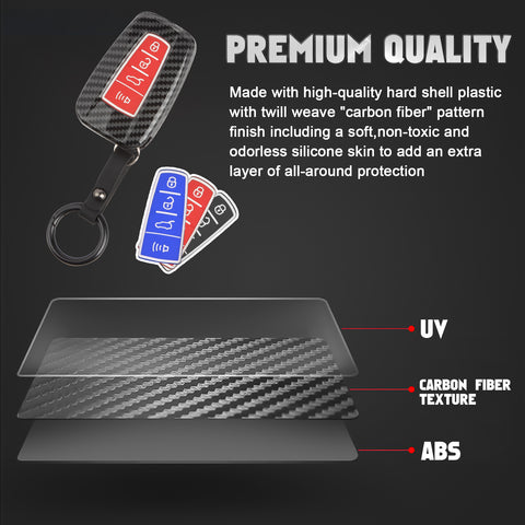 For RAV4 Camry Corolla Glossy Carbon Fiber Pattern Silicone Button Key Fob Skin