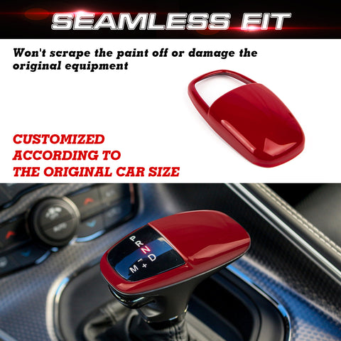 Gear Shift Knob Cover Trim Compatible with Dodge Challenger Charger 2015-up, Durango 2018-up Interior Accessories Decoration