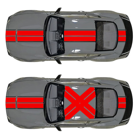 Xotic Tech Glossy Vinyl Racing Stripe Car Hood Graphics Decal Sticker for Hood Roof Rear Trunk Decoration Compatible with Ford Mustang 2015-up