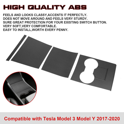 4pcs/Set Center Console Wrap Decor Sticker Accessories for Tesla Model 3/Y 17-20