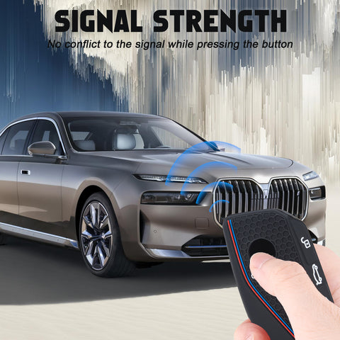 x xotic tech Soft Silicone Key Fob Cover Case Compatible with BMW X7 IX IX3 I5 M60 X1 X2 X3 X5 X6 XM I7 5 7 Series 740i 760i 2023 2024 2025 2026, Intelligent Car Side Button Smart Key Protector