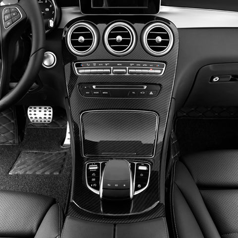 Carbon Fiber Black Gear Shift Panel Armrest Box Button Cover For Benz W205 W253