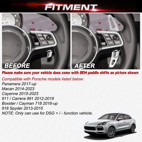 Red Aluminum Paddle Shifter Extension For Porsche Panamera Macan Cayenne 718 918