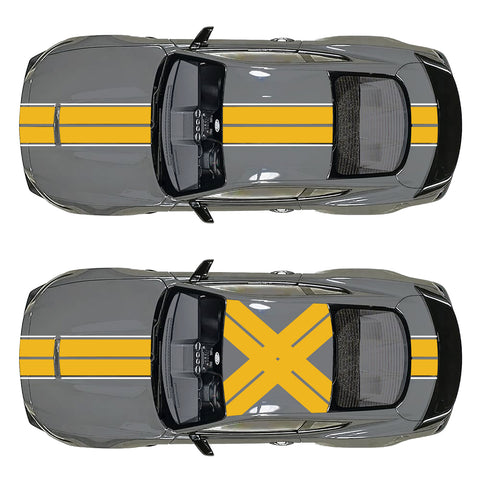 Xotic Tech Glossy Vinyl Racing Stripe Car Hood Graphics Decal Sticker for Hood Roof Rear Trunk Decoration Compatible with Ford Mustang 2015-up