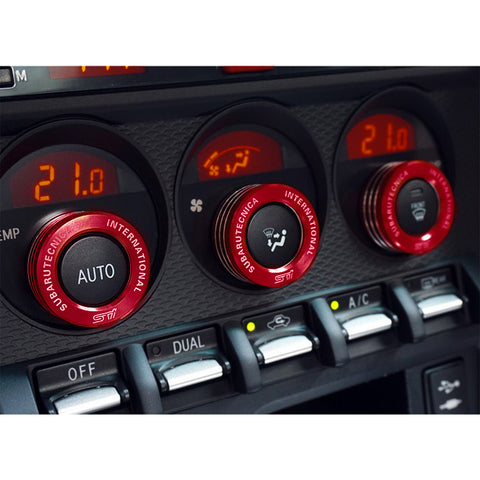 3x AC Climate Control Radio Volume Knob Ring Covers Trim for Subaru WRX STI Blue/Red