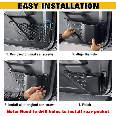 Door Side Cup Holder Storage Pocket Holder Kit For Ford Bronco 2 Doors 2021-2025