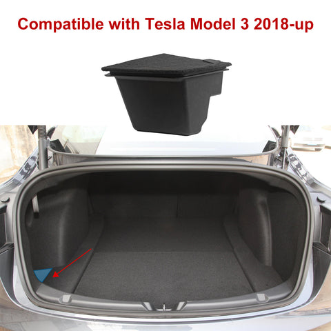 Rear Trunk Left Side Storage Bin Box w/Lids High Capacity Partition Board Cover Organizer Protector Packet Compatible with Tesla Model 3 2016-2023