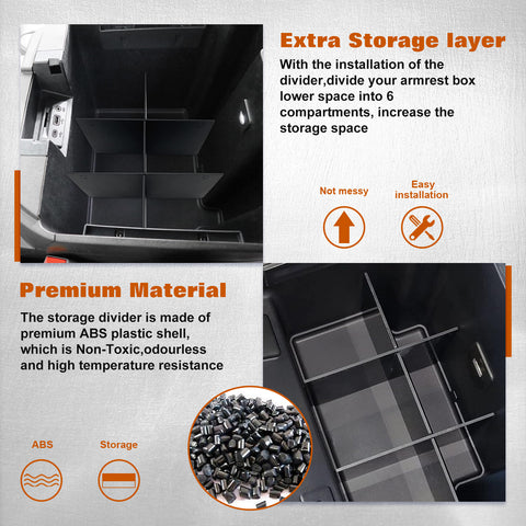 Center Console Organizer Divider Compatible with Chevy Silverado 1500 or GMC Sierra 1500 2019-2022, Chevy Silverado or GMC Sierra 2500/3500HD 2020-2023 (Full Console w/Bucket Seats ONLY)