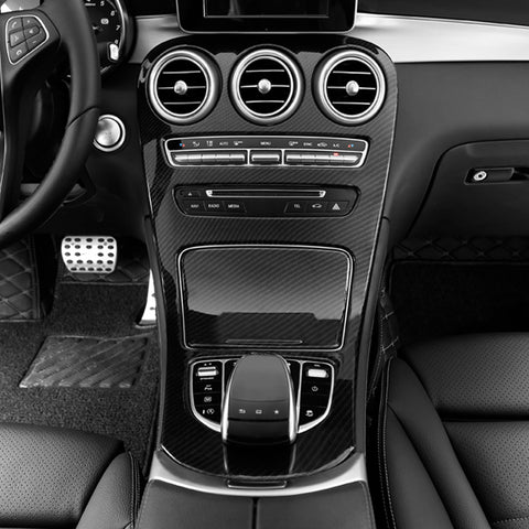 Carbon Fiber Look Gear Shift Panel Armrest Box Decor Trim For Benz C Class 15-18