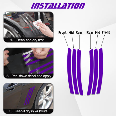 Xotic Tech 6pcs Car Body L&R Side Vent Insert Stripe Decal Vinyl Inlay Side Vent Gill Sticker Compatible with Chevrolet Camaro 2010-2015