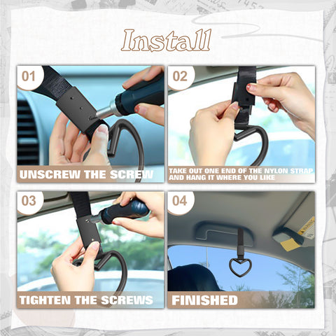 Xotic Tech 2 Pieces JDM Heart Shaped Car Handle Straps, Rear Bumper Warning Loops Heart-Shaped Ring for Cars, SUV, Subway, Bus Interior Exterior Decoration