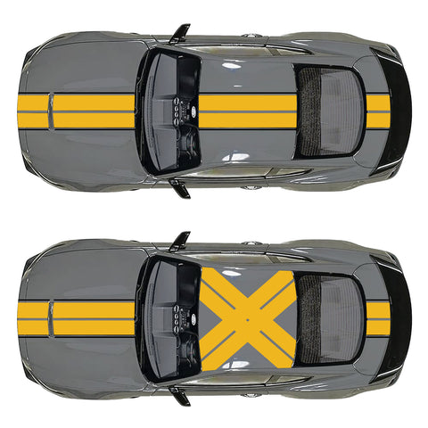 Xotic Tech Glossy Vinyl Racing Stripe Car Hood Graphics Decal Sticker for Hood Roof Rear Trunk Decoration Compatible with Ford Mustang 2015-up
