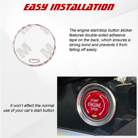 x xotic tech Real Carbon Fiber Push Start Button Trim, Engine Start Stop Button Ignition Button Cover Compatible with Cadillac XT4 2019+ XT6 CT5 2020+ or Corvette C8 2020 2021 2022 2023 2024 2025