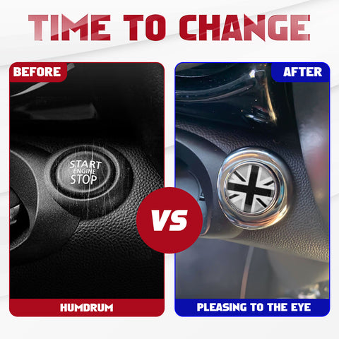 x xotic tech Red/Blue UK Union Jack Car Engine Push Start Stop Button Cap Cover Decoration Compatible with Mini Cooper 2nd Gen R55 R56 R57 R58 R59 R60 R61 Accessories