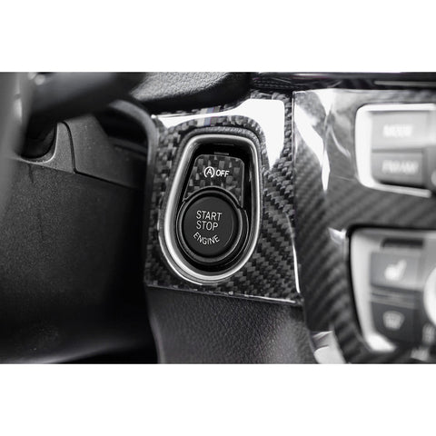 Red Real Carbon Fiber Engine Start Stop Button Cover Sticker Trim For BMW F20 F22 F30 F32 F34 3 Series