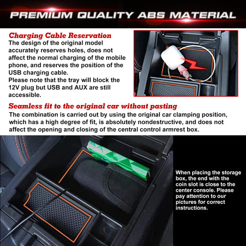 Armrest Secondary Upper Storage Organizer For Subaru Crosstrek Impreza 2018-2023