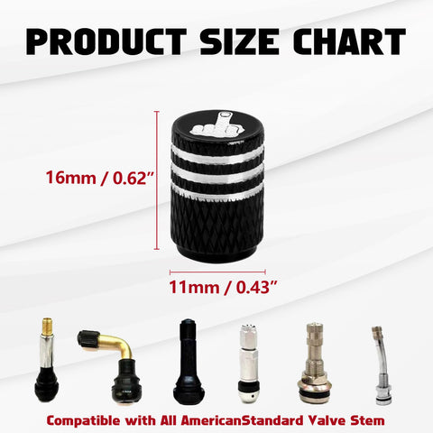 Xotic Tech Tire Valve Stem Caps 4 Pack Anodized Aluminum Tire Valve Cap Set, Corrosion Resistant Air Leakproof Universal Stem Covers for Cars Trucks Motorcycles SUVs and Bikes (Middle Finger)