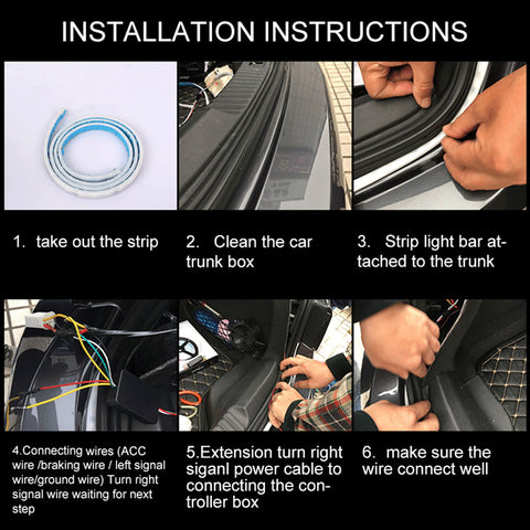 Multicolor RGB Trunk Tail LED Knight Rider Strip Brake Turn Signal Driving Light