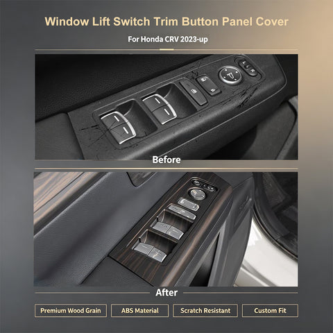 Wood/ Carbon Look Window Control Panel Cover Switch Trim For Honda CRV 2023-2027
