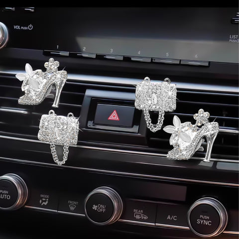 Crystal Bling Car Air Vent Clip Engine Start/Stop Button Ring Cover Decoration