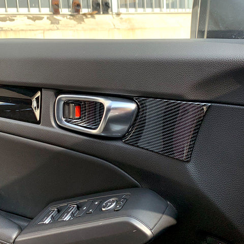 Set Carbon Fiber Style Gear Shift Knob AC Vent Cover Decor For Honda Civic 22-up