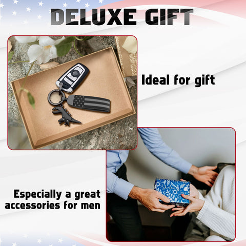 x xotic tech American USA Flag Car Keychain with Zinc Alloy D-Ring 360 Degree Rotatable Anti-Lost Auto Key Chain, Universal Fit for Truck, Ford, Jeep, Men Car Accessories