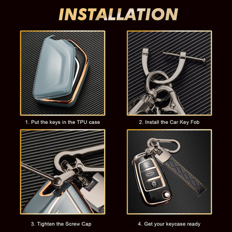 2X TPU Full Cover Flip Smart Key Fob Cover For Audi A1 A3 A4 A6 A8 Quattro
