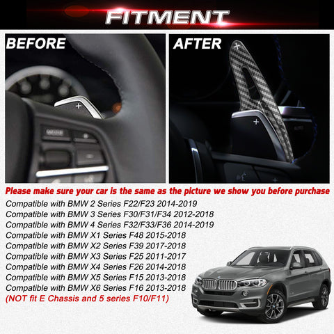 Carbon Fiber Black Steering Wheel Paddle Shifter Extension Kit For BMW X1 X4 X5