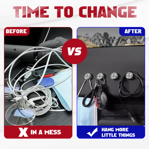 x xotic tech Hanger Stick on Car Dashboard Hook Holder Sticky Wall for Mask Key Fob USB Earphone Cable Sunglasses Compatible with Mini Cooper Accessories Universal (2 Pack, Union Jack Flag)
