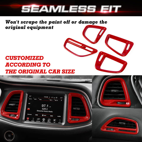 4X Center Console Air Conditioner Outlet Vent Cover Trim for Challenger 2015-up