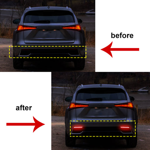 Xotic Tech Smoked Lens Rear Bumper Reflectors LED Brake Tail Light Lamps Scanning Driving Sequential Turn Signal Compatible with Toyota Sienna Matrix Venza Avalon or Lexus RC250 RC350 IS-F GX470 RX300