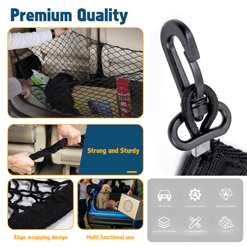 Car Rear Cargo Nylon Adjustable Elastic Storage Organizer Net Universal Fit