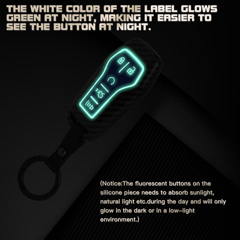 Carbon Fiber Texture Remote Key Holder Case Skin For Ford Mustang Edge Fusion Lincoln