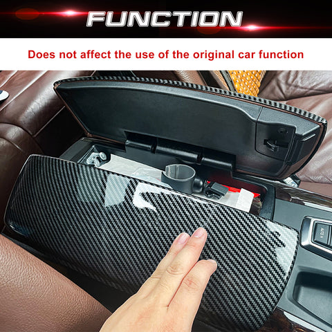 Xotic Tech Carbon Fiber Color Car Interior Center Armrest Box Cover, Console Storage Box Trim Protect Covers Compatible with BMW X5 E70 2007-2013 X6 E71 2008-2014