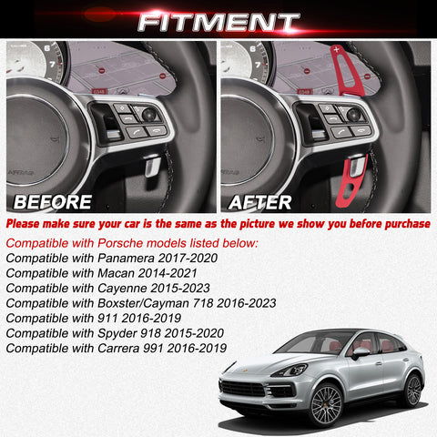 Red Aluminum Paddle Shifter Extension For Porsche Panamera Macan Cayenne 718 918