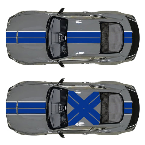 Xotic Tech Glossy Vinyl Racing Stripe Car Hood Graphics Decal Sticker for Hood Roof Rear Trunk Decoration Compatible with Ford Mustang 2015-up