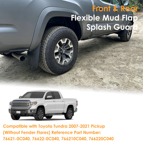x xotic tech Mud Flaps Splash Guard Compatible with Toyota Tundra 2007-2021 Front & Rear Mudguards Fender Flare Dirt Slush Trap Protector Set Pickup Truck Accessories(4PCS)