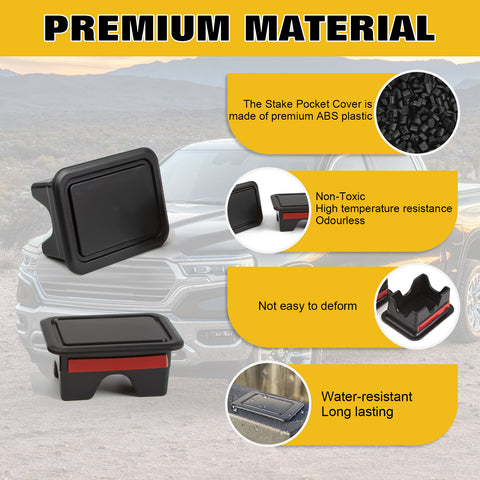 2pcs Rear Truck Tonneau Bed Rail Stake Pocket Covers Dodge Ram 1500 2500 2019-up