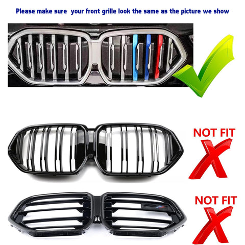 Tri-Colored Front Center Kidney Grille Strips Clip Cover For BMW X6 G06 2020-up