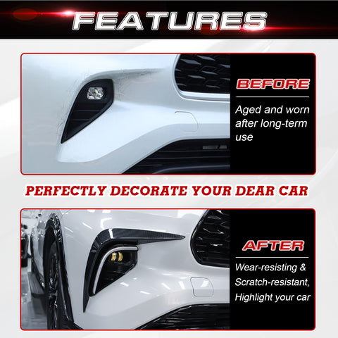 x xotic tech Front Fog Light Cover Trim Eyebrow Spoiler Molding Compatible with Toyota Highlander 2020-up ABS Car Decoration Exterior Accessories, 2Pcs/Set