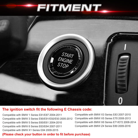Black Engine Start Control Button Crystal Cover For BMW 3 Series E90 2005-2012