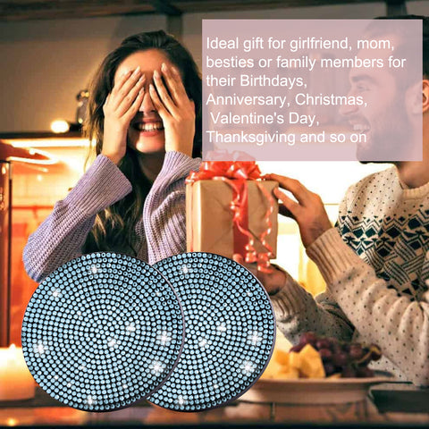 2pcs Cute Bling Car Cup Holder Coaster with Rhinestone Auto Interior Accessories