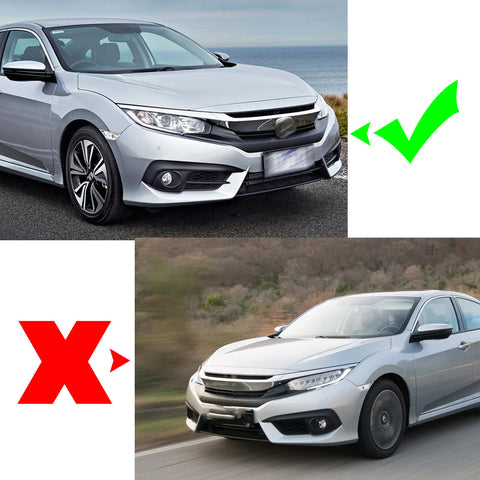 Chrome Front Fog Light Eyelid w/Stripes Decor Trim For Honda Civic 2016-2018