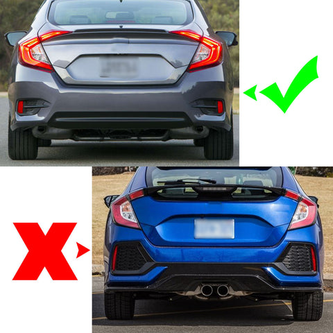 Chrome Silver Rear Bumper Lip Reflector Insert Decor Trim For Honda Civic 16-18