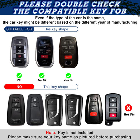 Soft TPU Key Fob Shell Full Cover Case w/Keychain, Compatible with Toyota Land Cruiser Sienna Venza Fortuner Rav4 Prime Smart Keyless Entry Key