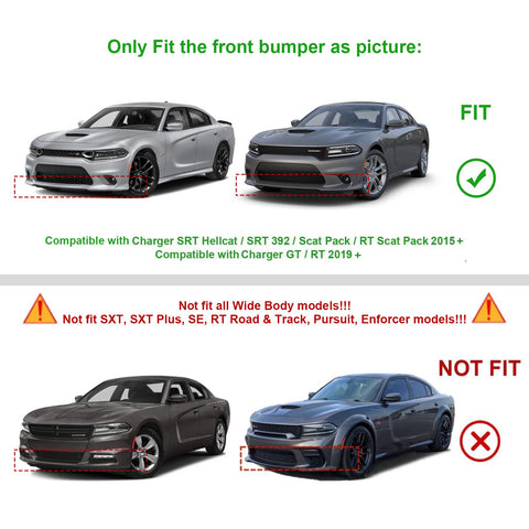 2PCS Exterior Front Bumper Lip Splitter Spoilers Protector Bumper Corner Edge Guard Cover Trim Kit Compatible with Dodge Charger Scat Pack/SRT Models 2015-2023, GT/RT 2019-2023, Pink