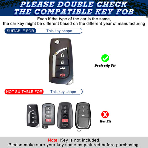 Carbon Fiber Remote Key Fob Shell Case Holder For Toyota RAV4 Corolla w/Keychain