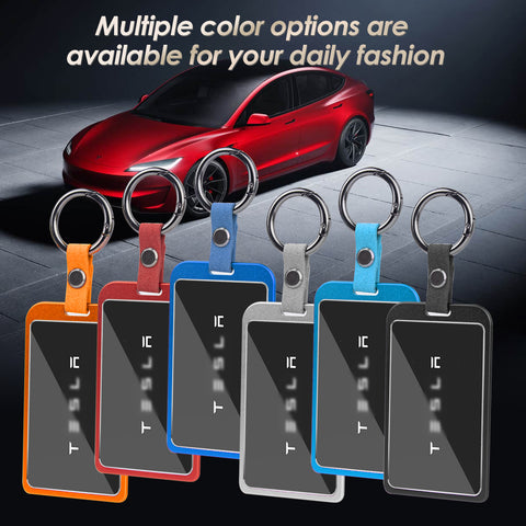 x xotic tech Transparent Card Key Holder, Card Protective Case Cover Comapatible with Tesla Model Y/3/S/X Cybertruck Accessories, Full Protection Key Fob Shell Key Chain(Aluminum Alloy)